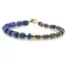 Bratara Lapis lazuli si Pirita discuri 6-7mm si Lapis lazuli sfere 4mm, imagine 2