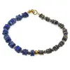 Bratara Lapis lazuli si Pirita discuri 6-7mm si Lapis lazuli sfere 4mm