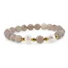 Bratara pe elastic Perle de cultura, bumbi aurii si Agat gri sfere fatetate 8mm, imagine 2