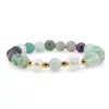 Bratara pe elastic Perle de cultura, bumbi aurii si Fluorit sfere 8mm, imagine 2