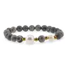Bratara pe elastic Perle de cultura, bumbi aurii si Jasp earth sfere 8mm, imagine 2