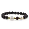Bratara pe elastic Perle de cultura, bumbi aurii si Jasp poppy sfere 8mm, imagine 2