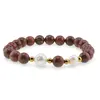 Bratara pe elastic Perle de cultura, bumbi aurii si Jasp rainbow sfere 8mm, imagine 2