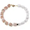 Bratara Rodocrozit si Opal alb patratele 5-7mm, Ametist si Piatra Lunii sfere 3-4mm si Hematit auriu cub 3mm