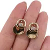 Cercei din cupru placat cu aur galben 18k, model cercuri plate si zirconiu, imagine 3