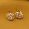 Cercei din cupru placat cu aur galben 18k, model floare cu zirconiu, imagine 2