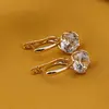 Cercei din cupru placat cu aur galben 18k, model clasic cu zirconiu, imagine 2