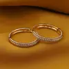 Cercei din cupru placat cu aur galben 18k, model creole cu zirconii, imagine 2