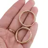 Cercei din cupru placat cu aur galben 18k, model creole cu zirconii, imagine 3