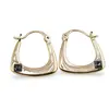 Cercei din cupru placat cu aur galben 18k, model elegant cu zirconiu albastru