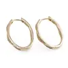 Cercei din cupru placat cu aur galben 18k, model oval rasucit cu zirconii