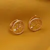 Cercei din cupru placat cu aur galben 18k, model rotund cu copac, imagine 2