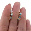 Cercei din cupru placat cu aur galben 18k, model rotund cu ochi protector albastru, imagine 3