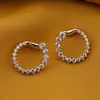 Cercei din cupru placat cu aur galben 18k, model rotund cu zirconii, imagine 2