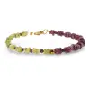 Bratara Granat Rhodolit sfere si discuri 3-5mm cu Peridot patratele 4mm, imagine 2