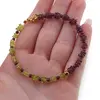 Bratara Granat Rhodolit sfere si discuri 3-5mm cu Peridot patratele 4mm, imagine 3