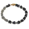 Bratara Labradorit sfere si patratele 4-5mm cu Turmalina neagra patratele 5mm
