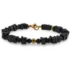 Bratara Turmalina neagra sfere si patratele 4-5mm cu bumbi aurii, imagine 2
