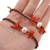 Colier Granat sfere 3mm, Perle de Cultura 10mm si Coral freeform 6-18mm, imagine 3