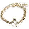 Bratara Cupru placat cu aur galben 18k, cu charm trandafir