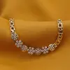 Bratara Cupru placat cu aur galben 18k, cu zirconii, flori si cercuri, imagine 2