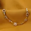 Bratara Cupru placat cu aur galben 18k, cu zirconii si element central patrat, imagine 2