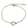 Bratara Cupru placat cu aur galben 18k, zale mici, charm cu inima si fluture
