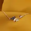 Bratara Cupru placat cu aur galben 18k, zale mici si trei fluturi, imagine 2