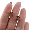 Cercei cupru placat cu aur roz 18k model cirese cu zirconi colorate, imagine 3