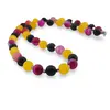 Colier Agat galben si roz sfere mate 8mm, Onix sfere mate 8mm si Hematit cuburi 2mm, imagine 2