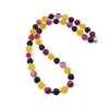 Colier Agat galben si roz sfere mate 8mm, Onix sfere mate 8mm si Hematit cuburi 2mm
