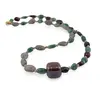 Colier Aventurin, Granat si Labradorit neuniform 8-12mm si Labradorit sfere 3mm cu element cub 12mm, imagine 2