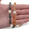 Colier Mossagat sfere 6mm, Citrin sfere 6mm, Coral 8mm si elemente aurii, imagine 3