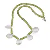 Colier Peridot discuri fatetate 4mm si Citrin briolete 16-17mm