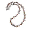 Colier Piatra lunii discuri fatetate 12mm, Piatra lunii piersica discuri fatetate 6mm si Turmalina multicolora sfere fatetate 3mm