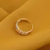 Inel cupru placat cu aur galben 18k zale pe doua randuri si zirconii patrate, imagine 2