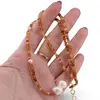 Colier Granat Hessonit discuri fatetate 3mm si Perle 5-19mm, imagine 3
