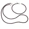Set bratara si colier Granat Rhodolit sfere fatetate, 3mm