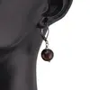 Cercei cu agatatoare Agat negru-maro sfera fatetata 10mm, imagine 2