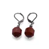 Cercei cu agatatoare Jasp rosu fatetat 10mm