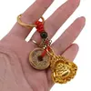Amuleta breloc feng shui cu Buddha Razand, 5 monede chinezesti si nod mistic, 2026, imagine 3