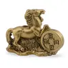 Statueta Feng Shui din rasina Cal auriu cu moneda, salba si pepite, 9cm, imagine 2