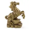 Statueta Feng Shui din rasina Cal auriu cu pepita si monede, 9cm