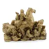 Statueta Feng Shui din rasina Cal auriu cu zodiacul chinezesc pe Monede si pepite, 14cm, imagine 2