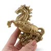 Statueta Feng Shui din rasina Cal auriu pe Sacul prosperitatii cu monede si pepite, 8cm, imagine 3
