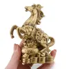 Statueta Feng Shui din rasina Cal auriu pe Vasul Bogatiei cu monede si pepite, 9cm, imagine 3