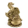 Statueta Feng Shui din rasina Cal auriu pe Vasul Bogatiei cu monede si pepite, 9cm, imagine 2