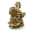 Statueta Feng Shui din rasina Cal auriu pe Vasul Bogatiei cu monede si pepite, 9cm