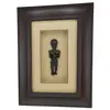 Tablou cu rama din lemn si razboinic african sculptat, 37cm x 27cm