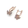 Cercei Cupru placat cu Aur rose 14k, model clasic cu fluturi si zirconii
